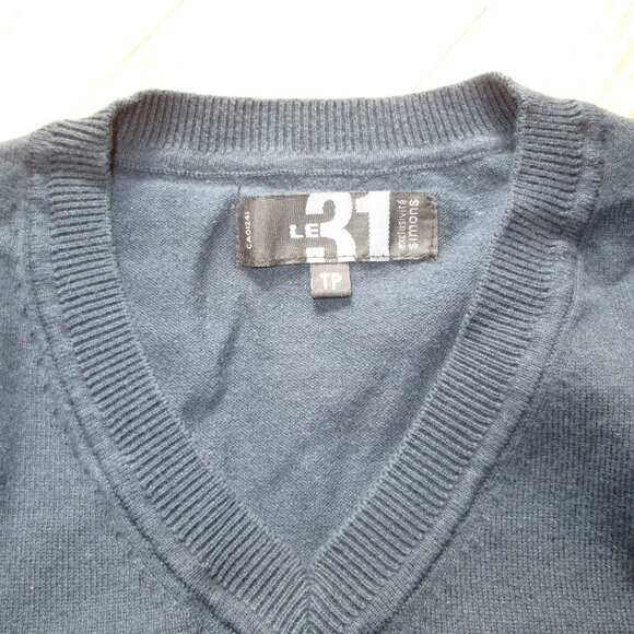 Men's Simons Le 31 Navy Blue Cotton Blend V-neck Sweater Size XS - Picture 3 of 4